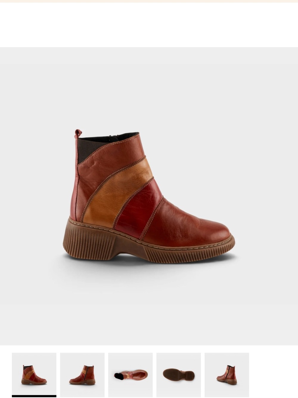Spring Step Women's Multi-Tone Leather Ankle Boot - Chestnut/Tan/Red Size 40